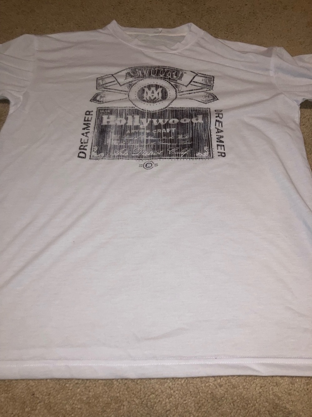 AMIRI White Short-Sleeve Graphic Tee with Black Print